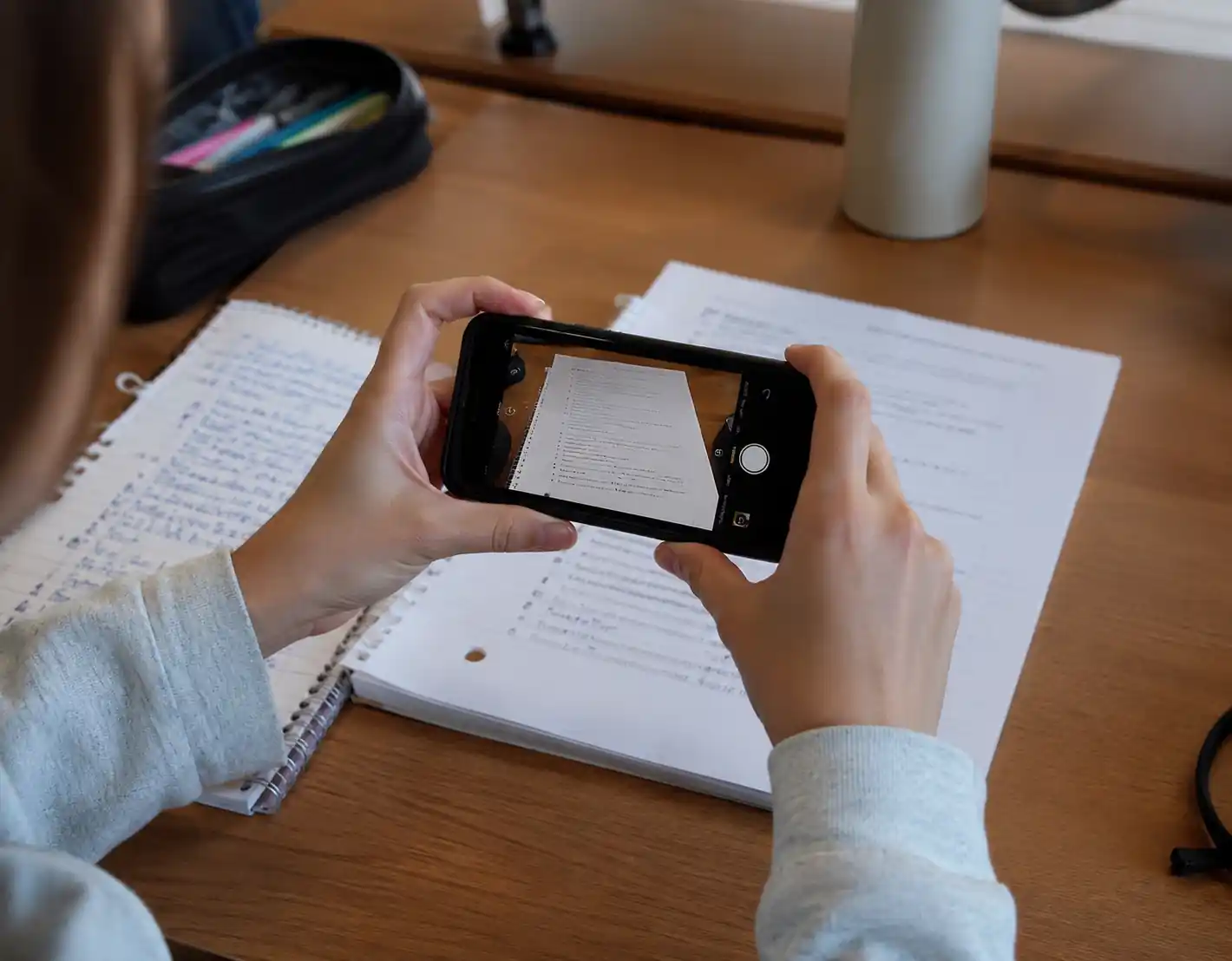Student scanning answers
